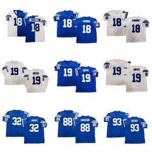 Maglia da Rugby Vintage da Uomo con Cuciture Stile Retrò Peyton Manning <span class=keywords><strong>Johnny</strong></span> Unitas Edgerrin James Reggie Wayne Marvin Harrison Taglie S - 3XL - Product Image 1