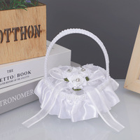 Boîte à bague de fiançailles élégante en dentelle blanche avec fleur artificielle pour cérémonie et décoration de mariage