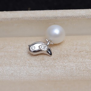 Pendentif en argent S925 de style baroque fait main avec une petite tête d'oiseau, 8-12 perles, plaqué or, sertissage vide 4415 - Product Image 3