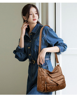 Tas Bahu Kulit PU Wanita, Tas Selempang, Tas Quilted Slouchy untuk Perjalanan Sehari-hari