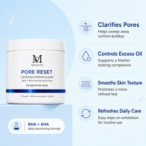 แผ่นเช็ดทำความสะอาดผิวหน้า MEIZCOS Pore Reset 2% Salicylic Acid Exfoliating Pads 60 แผ่น ขนาด 80 มม. แผ่นสำลีกลม 200 มล. BHA AHA ช่วยควบคุมความมัน ใช้ได้ทุกวัน - Product Image 3