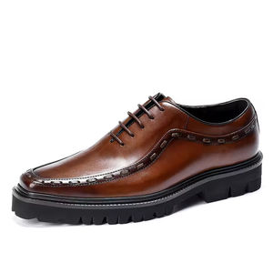 Chaussures Richelieu en Cuir Véritable pour Hommes, Modèle Business Formel, Nouveauté 2025, Bout Carré, Semelle Épaisse, Rehaussantes, Antidérapantes - Product Image 6