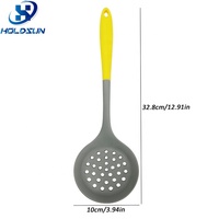 Écumoire de cuisine en silicone antiadhésive monobloc résistante à la chaleur, couleur personnalisée, avec long manche, pour usage domestique en cuisine