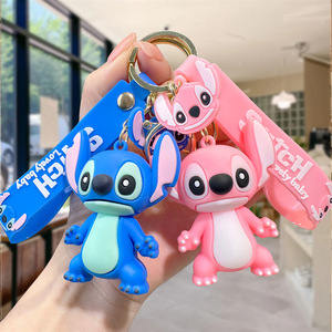 WOWEI Anime <span class=keywords><strong>llaveros</strong></span> venta al por mayor llavero lindo Lilo Stitchch Anime llavero 3D para colgante de dibujos animados accesorios puntada de goma - Product Image 2