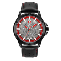 Montre Homme NS Never Stop N915 de Luxe au Design Unique, Affichage Automatique de la Date, Échelles Lumineuses, Bracelet en Cuir, Montre Sport à Quartz Étanche