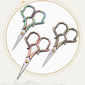 Retro Scissors Zinc Alloy Colored Titanium <b>Red</b> Copper Bronze For Cross Stitch <b>Paper</b> Cutting Embroidery Household Use - Product Image 1