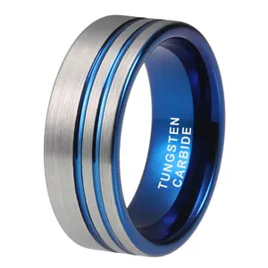 Coolstyle – bagues de mariage en tungstène bleu pour hommes et femmes, anneaux de fiançailles à la mode, 8mm, vente en gros