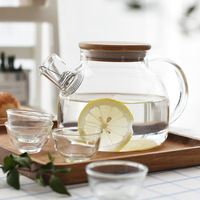 Théière en verre transparent de 900 ml avec filtre à infuseur floral et couvercle en bambou, théière épaissie
