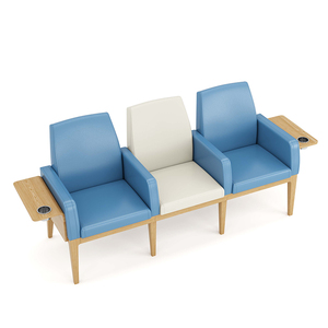 Chaises d'attente 3 places en cuir pour aires de réception publiques, hôpitaux, aéroports et banques - Product Image 2