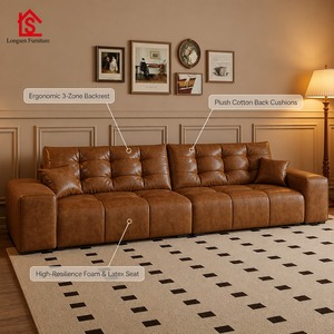 Divano in Vera Pelle <span class=keywords><strong>Design</strong></span> <span class=keywords><strong>Moderno</strong></span> Minimalista con Cuscini ad Alta Resilienza e Struttura Resistente per <span class=keywords><strong>Soggiorno</strong></span>, Appartamento, Hotel - Product Image 5