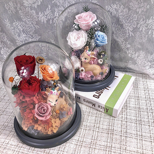 Hot Sale Custom ized Ewige konservierte Rosen in Glaskuppel für immer Rose Glas abdeckung für Abschluss Weihnachten Valentinstag Geschenk - Product Image 3