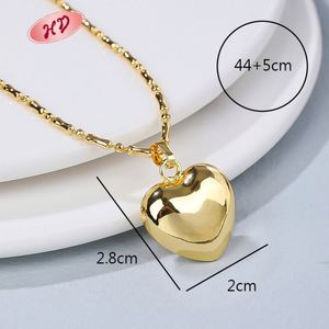 Collar de Aleación Chapado en Oro de 18K para Mujer al por Mayor, con Colgante de Corazón de Circonita Creada en Laboratorio, Cadena de Eslabones, Regalo de San Valentín - Product Image 1