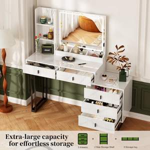 Coiffeuse réglable <span class=keywords><strong>avec</strong></span> miroir LED et tiroirs de rangement - Product Image 2