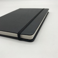 Carnet en cuir noir 2023 avec logo en relief et bande élastique journal de remerciement