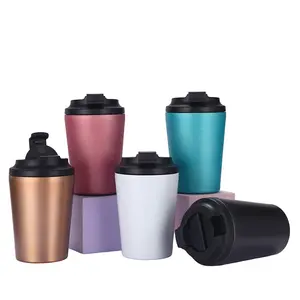 热销产品12 oz不锈钢真空便携式隔热咖啡杯带盖不倒翁