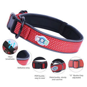 도매 사용자 정의 벨벳 직물 안감 개 목걸이 조정 가능한 길이 통기성 프리미엄 애완 동물 목 고리 - Product Image 1