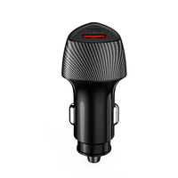 Chargeur de voiture double USB 38W PD QC3.0 avec logo personnalisé, chargeur rapide en fibre de carbone, adaptateur allume-cigare