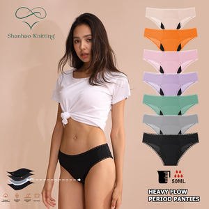 Shanhao OEM 4-lagige saugfähige, auslaufsichere Slip Höschen für starke Blutung Performance Periodenunterwäsche Spitzen-Menstruationsslips - Product Image 1