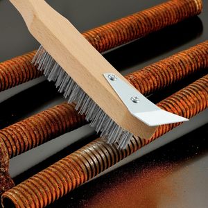 Brosse à broches métalliques en bois, brosse à fils pour nettoyage de toiture, brosse à fils sur bloc de bois - Product Image 6