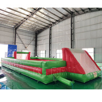 Terrain de football gonflable extérieur avec toboggan aquatique et terrain de soccer aquatique, garantie 3 ans, capacité 300-500 kg
