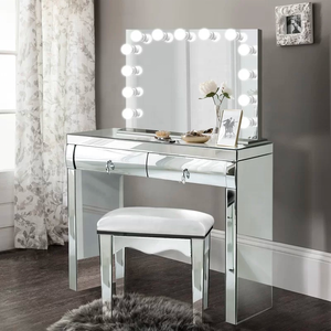Tavolo da Trucco con Specchio <span class=keywords><strong>Stile</strong></span> Elegante a Prezzo Conveniente, Rosa - Product Image 2