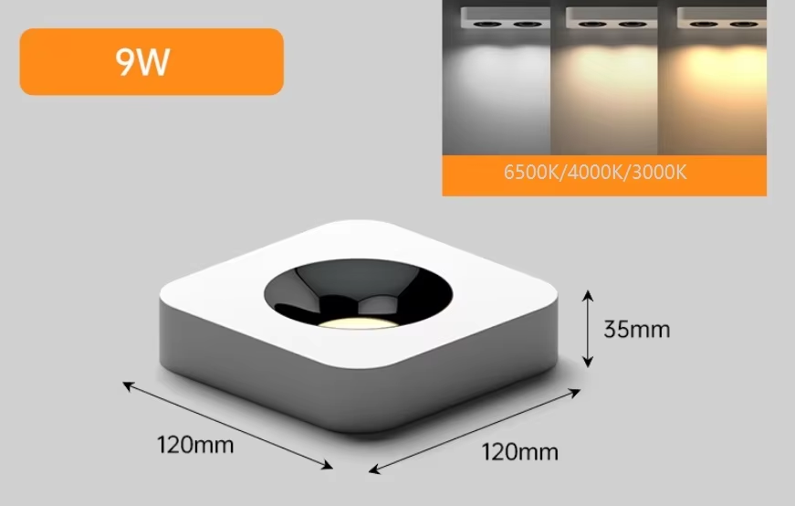 9w white shell black cup downlight