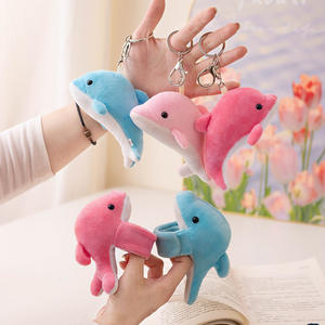 Porte-clés en peluche super doux personnalisable en forme de <span class=keywords><strong>dauphin</strong></span> de haute qualité, accessoires de sac, adorables petits animaux en peluche pour aquarium - Product Image 2