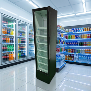 Réfrigérateur à boissons avec porte en verre à commande numérique, couleur blanc et noir, pour la maison et le commerce, avec éclairage - Product Image 4