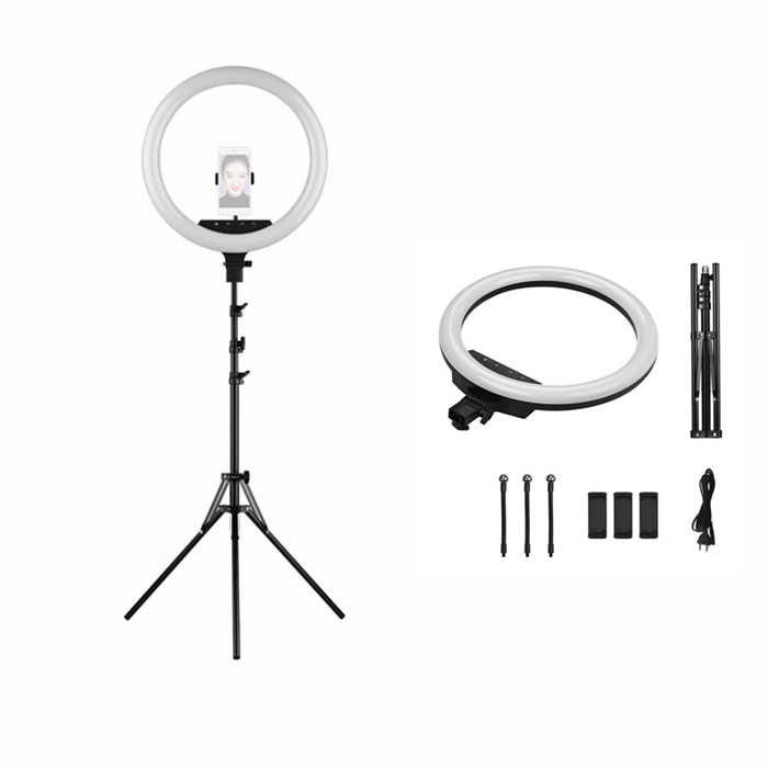 Кольцевой светильник 46 см/18 дюймов с держателем для телефона, складной штатив, селфи, светодиодные кольцевые светильники 50 Вт, 336 светодиодов, свет для селфи