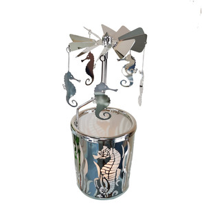 Benutzer definierte Seepferdchen Dreh kerzenhalter Silber Spinning Tee licht Kerzenhalter für Weihnachts geschenk - Product Image 1