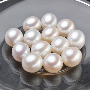 Perlas de Agua Dulce Blancas Personalizadas, Redondas, Sueltas, de Alto Brillo, para DIY, Colgante, Material ABS, Perforadas - Product Image 1