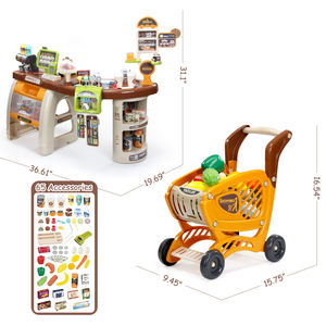 Jouets de supermarché pour enfants, <span class=keywords><strong>caisse</strong></span> <span class=keywords><strong>enregistreuse</strong></span> de jeu d'imitation avec divers accessoires - Product Image 2