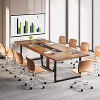 Table de conférence Tribesigns de 8 pieds pour 10 personnes, grande table de salle de réunion avec gestion des câbles, bureau moderne, marron