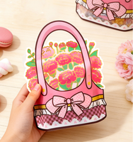 Nouveau sac à main en forme de panier de fleurs de dessin animé avec fenêtre, idéal pour bonbons, cadeaux floraux, et emballage de friandises pour fêtes