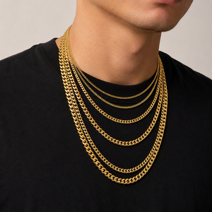 Real 14K Gold Filled Chain Jewelry Stainless Steel 3/5/6/8mm <b>Solid</b> Diamond-Cut Miami Cuban Link Curb <b>Necklace</b> for Men Women - Product Image 1