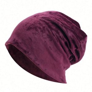 Unisex Baggy Velvet Slouch Beanie <b>Hat</b> 3D Embroidery Image Style Soft Cozy Winter Fall Gift - Product Image 5