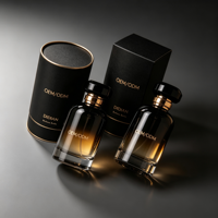 Fournisseur de bouteilles en verre avec logo personnalisé, nouvelle bouteille de parfum unique, 50 ml, 100 ml, 30 ml, bouteille de parfum en verre vide noire avec boîte