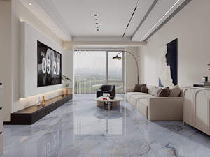 Vente flash : dalle en pierre frittée effet marbre bleu poli 1200x1200mm pour salon - Product Image 1