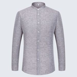 Camisa <span class=keywords><strong>de</strong></span> Lino para <span class=keywords><strong>Hombre</strong></span>, <span class=keywords><strong>Cuello</strong></span> <span class=keywords><strong>Redondo</strong></span>, Estilo Casual <span class=keywords><strong>de</strong></span> Negocios, Estilo Old Money, <span class=keywords><strong>Cuello</strong></span> Alto, Manga Larga - Product Image 2