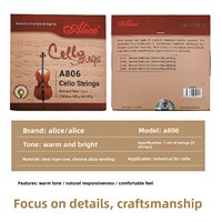 Jeu de cordes pour violoncelle Alice A806, noyau en acier tressé, enroulement en alliage de chrome, processus d'enroulement en nickel et fer