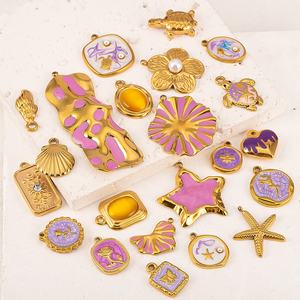 Vente chaude En Acier Inoxydable Plaqué Sous Vide Violet Série Multiple Goutte D'huile DIY Bracelet Collier Mode Pendentifs Charmes - Product Image 1