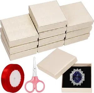 Bolsa de embalaje de caja de joyería de papel de tablero artesanal de alta cantidad para collar de anillo de papel elegante de joya