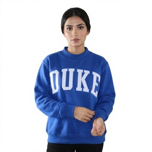 Sweat-shirt à col rond bleu pour femme Duke, coupe classique, en coton tricoté, imprimé lettres sur le devant, style décontracté d'automne - Product Image 5
