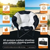 Chaise pliante d'extérieur en fer, chaise lune, chaise de récréation, chaise de réalisateur, chaise de camping rembourrée et épaissie, portable pour la pêche