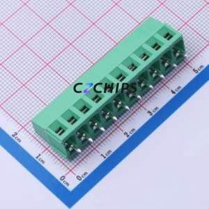 MX128-5.0-10P-GN01-Cu-Y-A Screw Terminal Block Through hole Component (THT),P=5mm Connector 1x10P 5mm Green Through Hole - Product Image 1