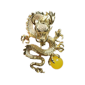 Nuevo Broche de Dragón del Zodiaco en Cobre y Circonio, Estilo Nacional, Unisex, Regalo para el Día del Padre - Product Image 1