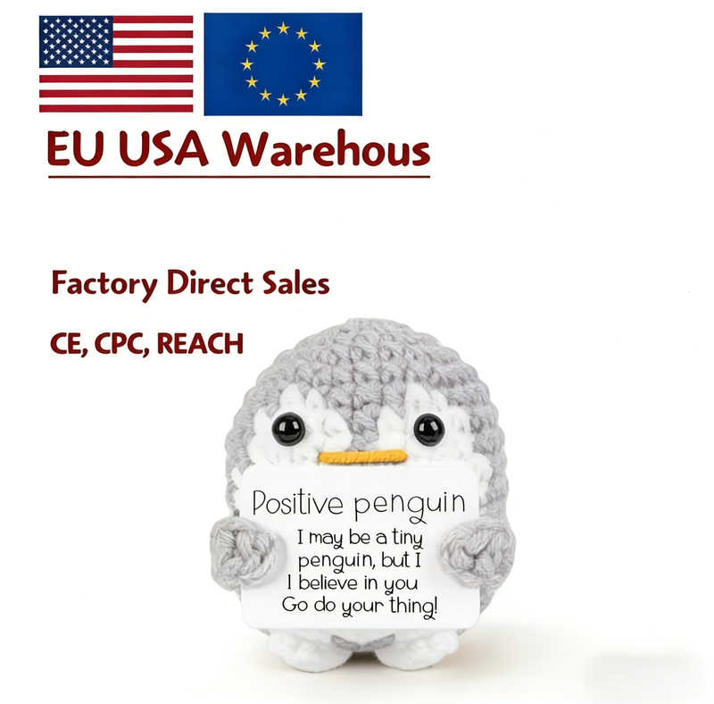 Cheerful Positive Penguin Crochet Doll Handmade