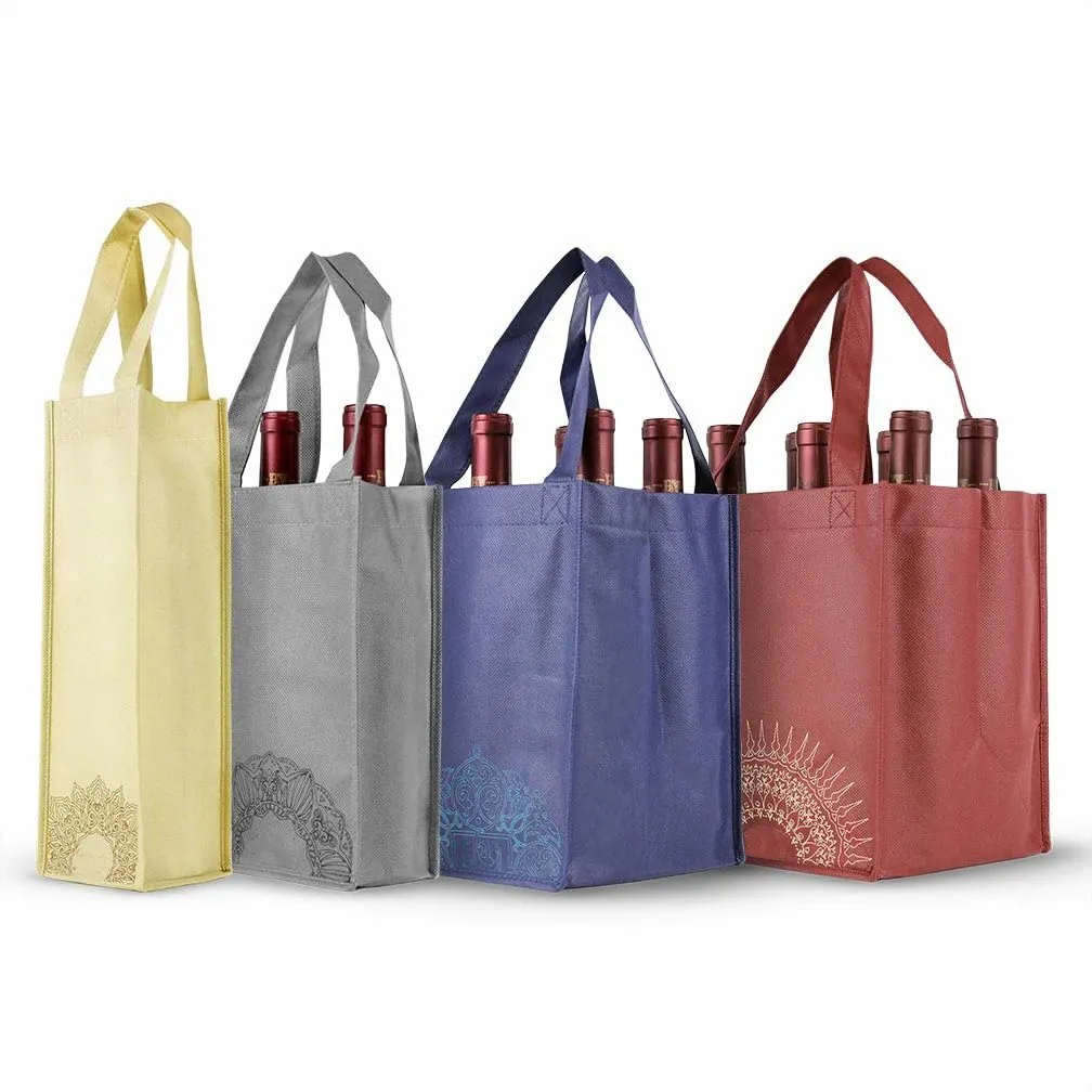 Divisórias personalizadas Logotipo Reutilizável Barato 6 Garrafas Non Woven Wine Tote Bag