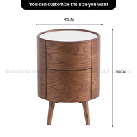 Nordique Moderne En Bois Baril Table De Chevet Marbre Top Chambre Table De Nuit Armoire De Rangement pour Hôtel Appartement Maison Salle À Manger