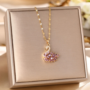 Fashion Stainless Steel Necklace for Women with Full Diamond <strong>Swan</strong> Trendy Personalized Collar Chain <strong>Jewelry</strong> - Product Image 5